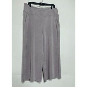Athleta Pants Womens Large Gray Seasoft Wide Leg Crop High Waist Comfy Pull On